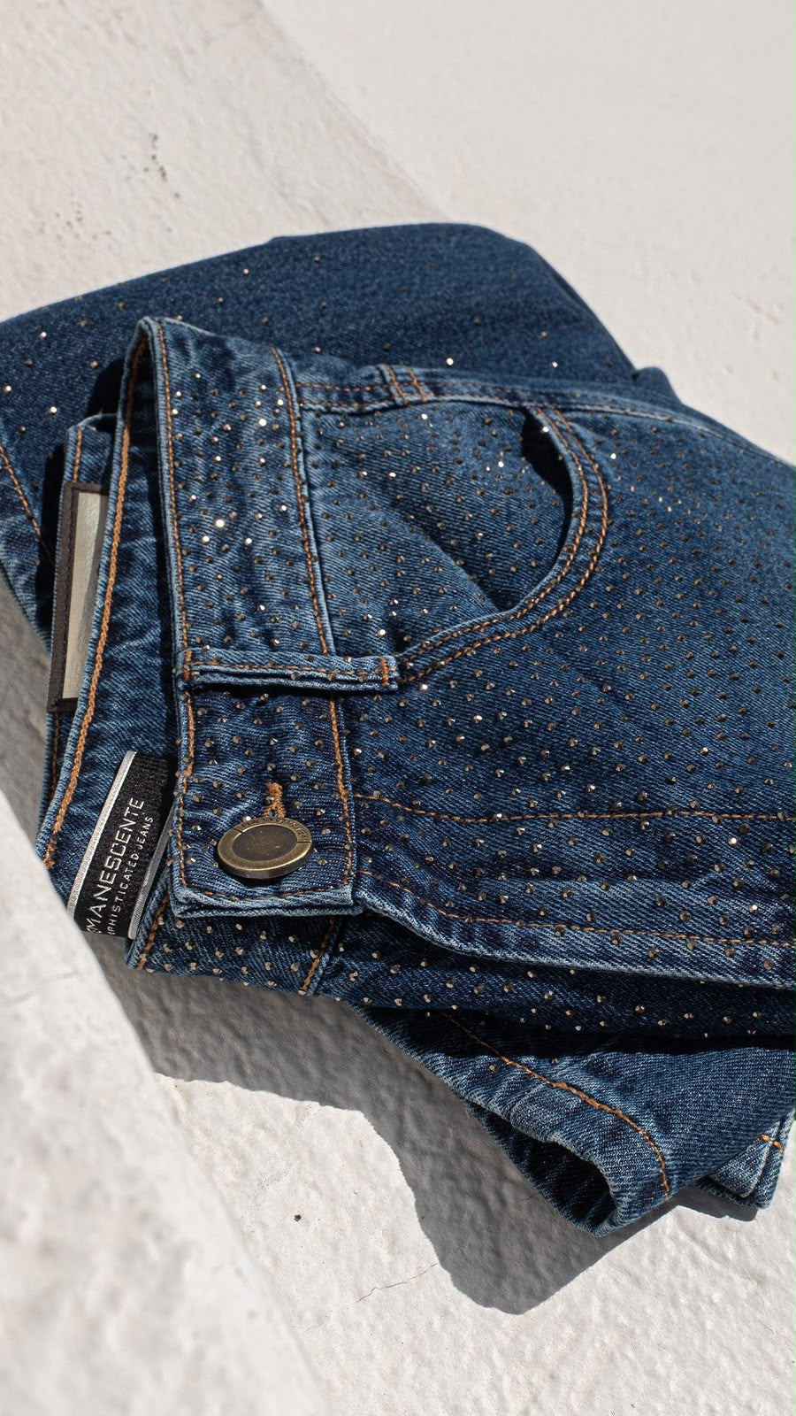 Calça Jeans 100% Max Wide Leg c/ Strass