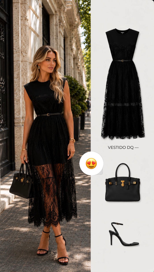 Vestido renda chantilly