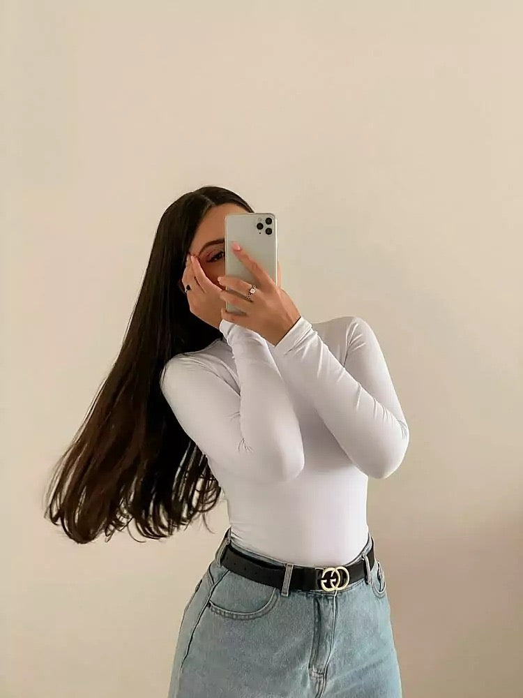 Body manga longa e gola alta