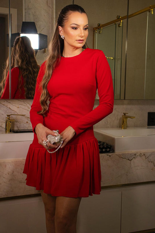 Vestido sfilata saia fluida vermelho