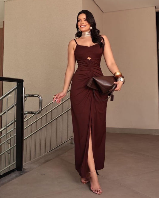 Vestido fluit marrom