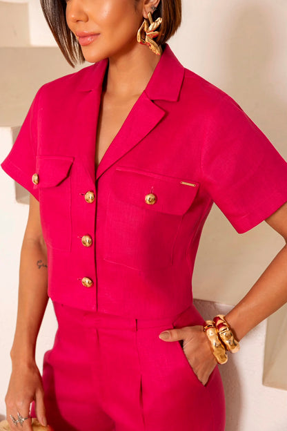 Conjunto linho 100% puro pink
