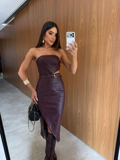 Vestido LLZ Clara couro PU