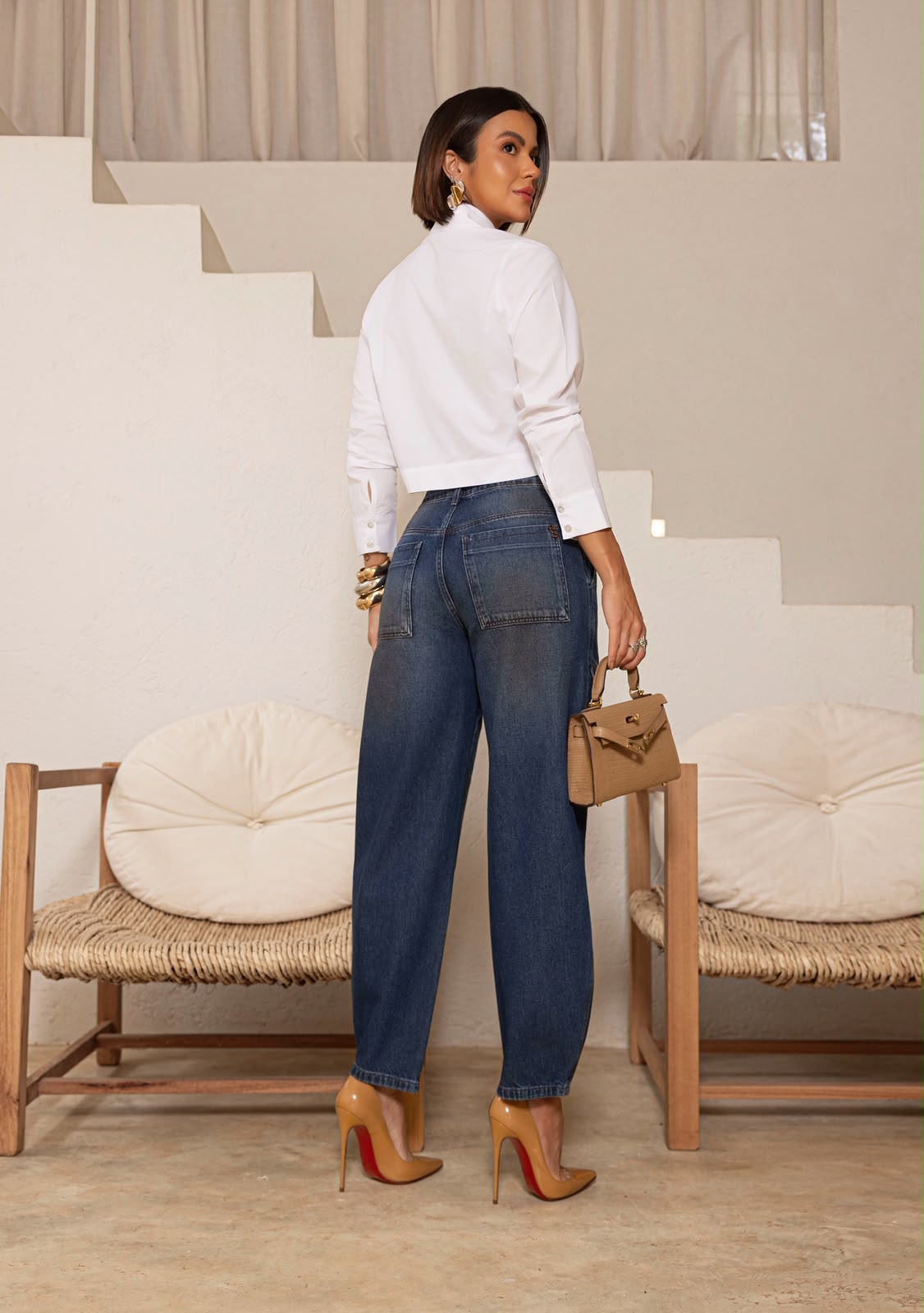 Calça Jeans Cargo Barrel