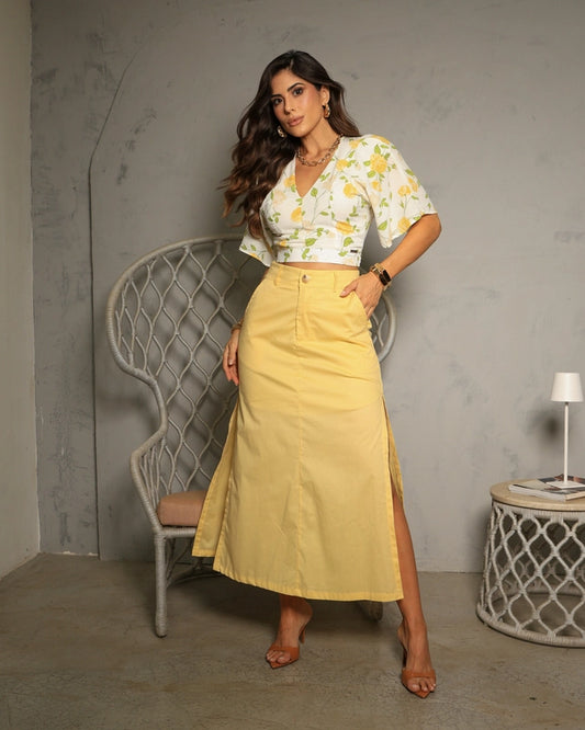 CROPPED TROPICAL MANGA MORCEGO