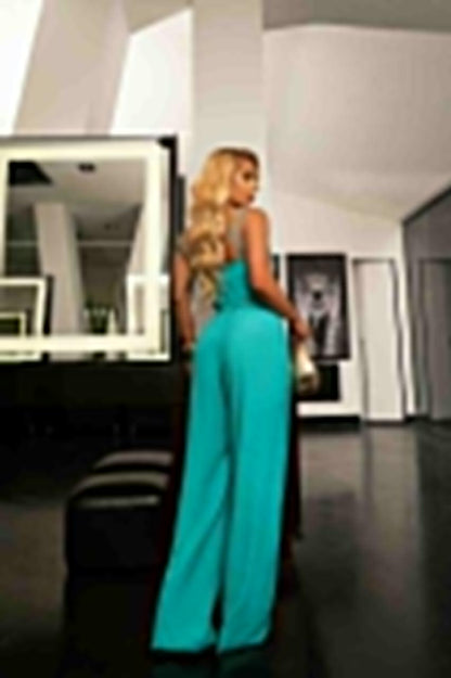 Conjunto Alfaiataria Viscose com Top Estruturado e Calça com Amarração Azul