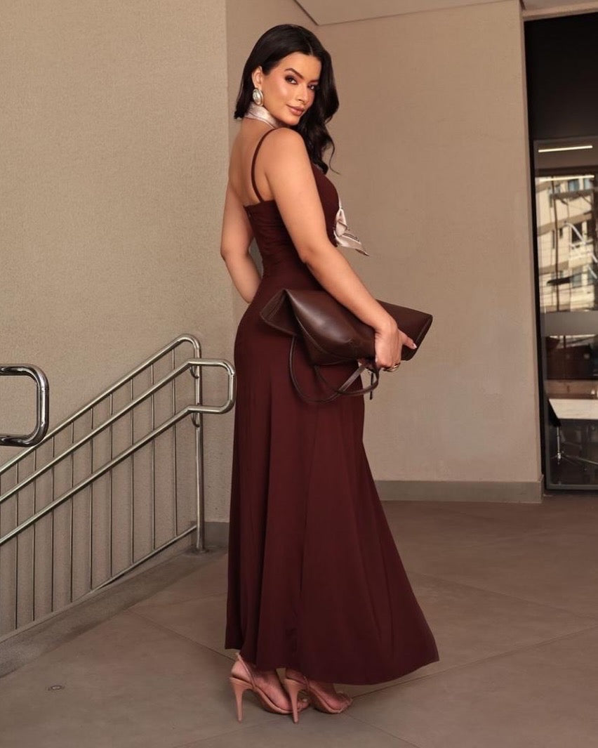 Vestido fluit marrom