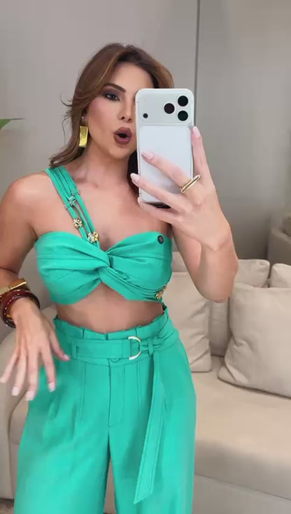 Conjunto de Calça Gabriela Tiffany em Viscose