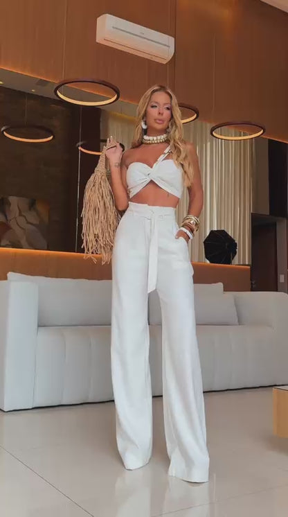 Conjunto de Calça Gabriela Natural em Viscose